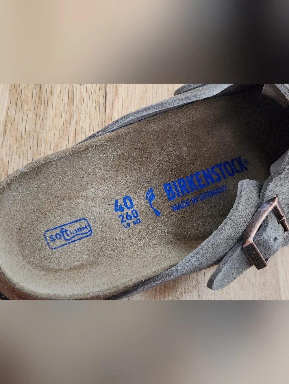 Womens 40 Birkenstock Boston Suede Clog Soft Footbed - Taupe - Picture 4 of 7